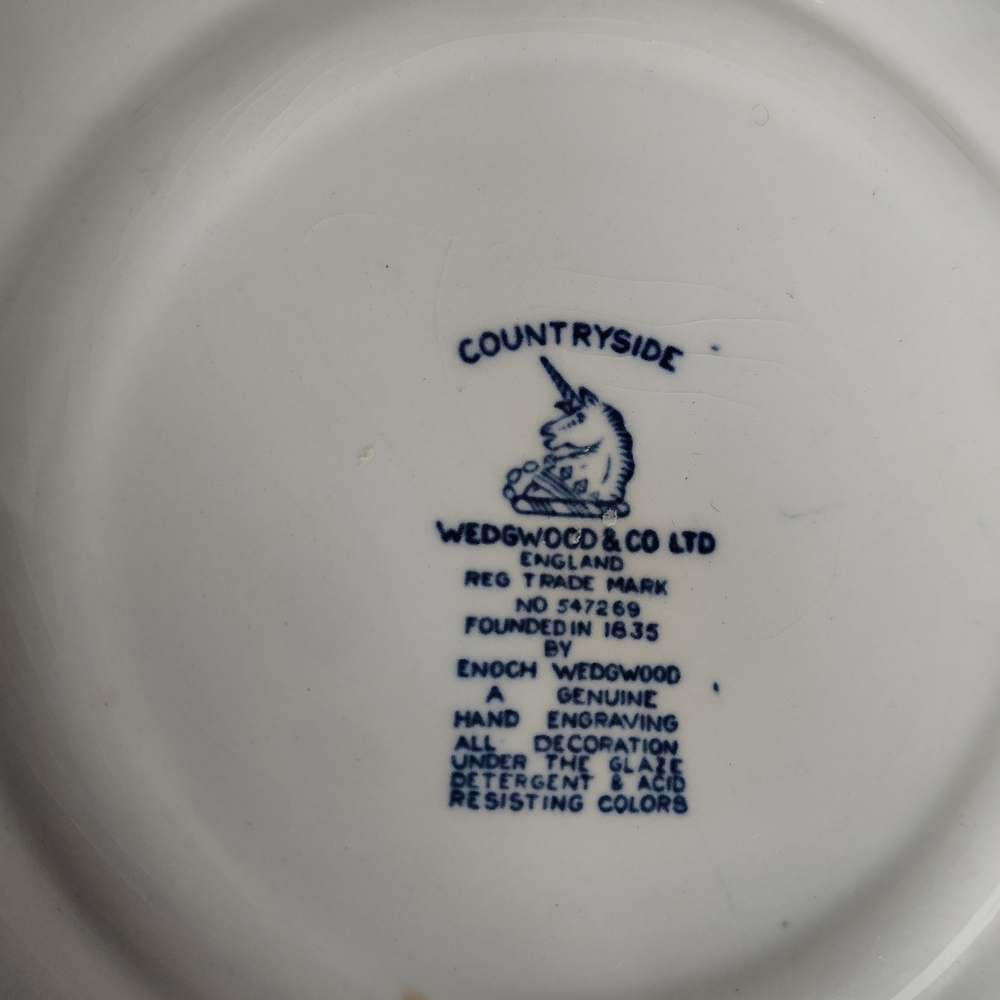 Enoch Wedgewood Tunstall Countryside 5 Bread/App Plates Vintage Blue & White - Picture 12 of 16